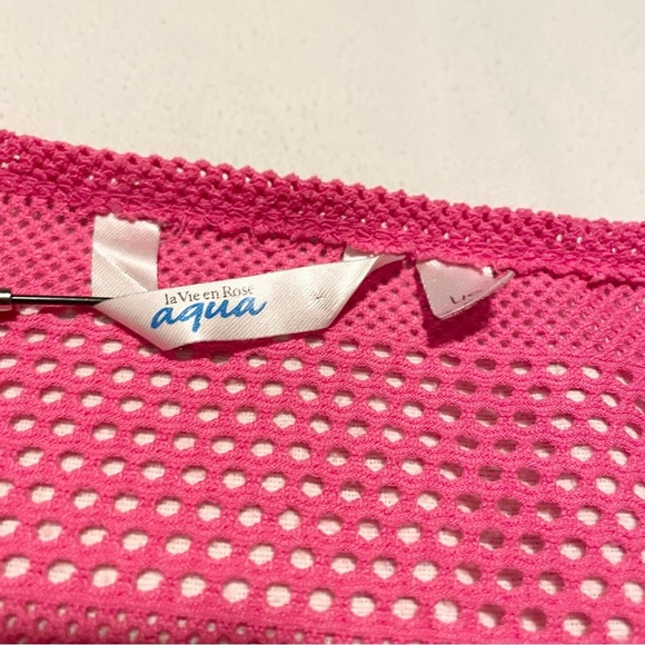 La Vie En Rose Pink Mesh Beach Cover-Up Size Large - Picture 8 of 16